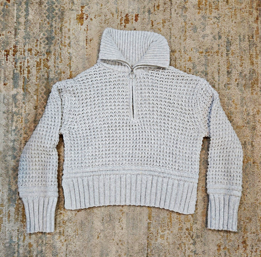 Sincerely Jules Women’s Gray Knit Mock Neck 1/4 Zip Long Sleeve Sweater S